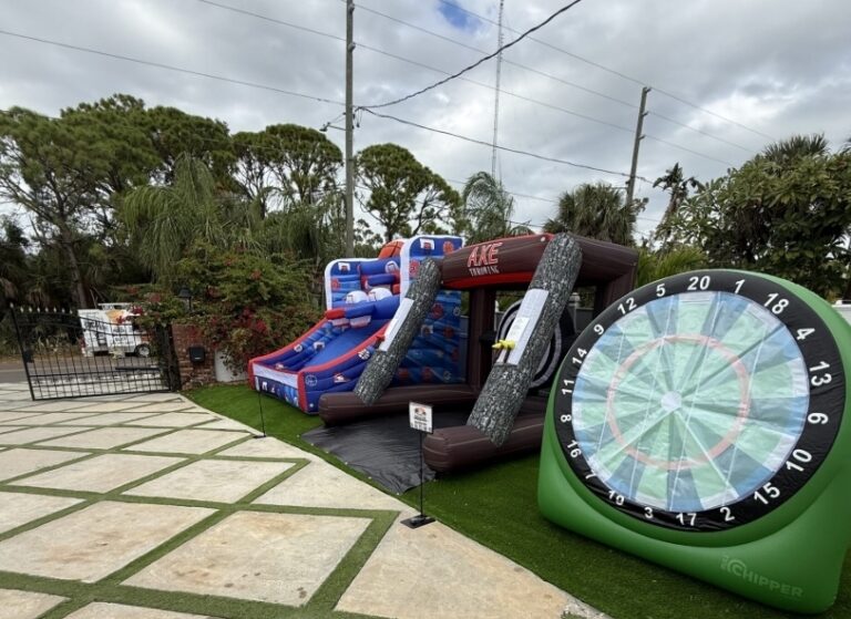 Giant Inflatable Games Guests enjoying interactive lawn games at a Tampa Bay event
